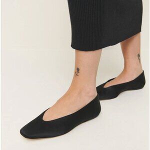 Reformation Prudence Ballet Flat in Black Satin